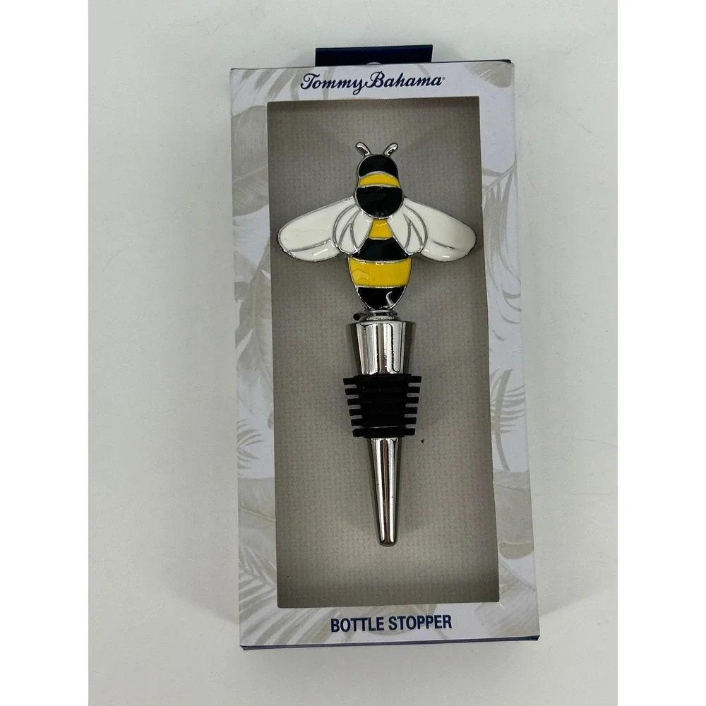 Tommy Bahama‎ Bumble Bee Wine Bottle Stopper Silver Enamel - NEW